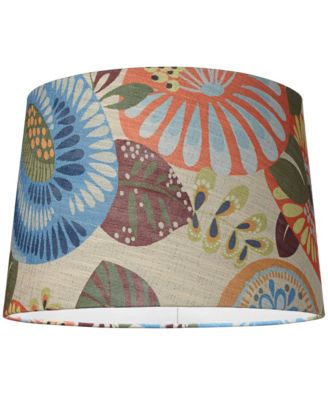 Tropic Medium Drum Lamp Shade 14" Top x 16" Bottom x 11" Slant (Spider) Replacement with Harp and Finial