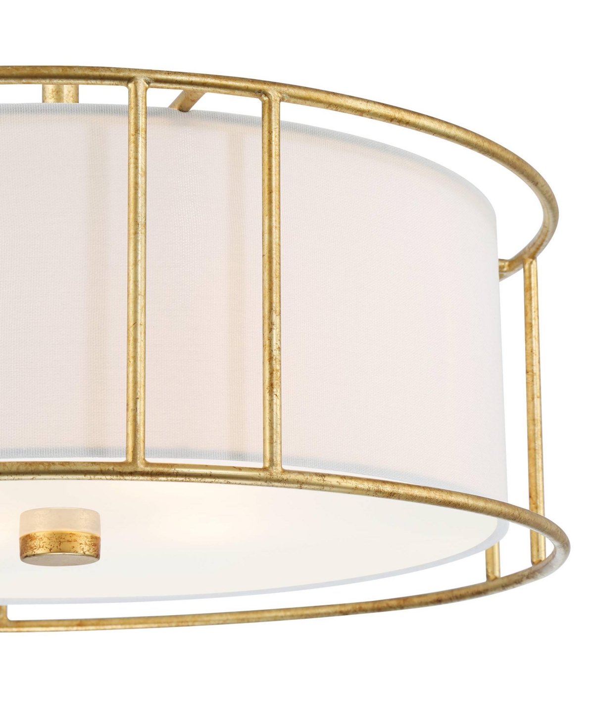 Kahna Painted Gold Pendant Chandelier 20" Wide Modern Metal Cage Frosted Tempered Round Glass Shade 4-Light Fixture for Dining Room House Foyer Kitche