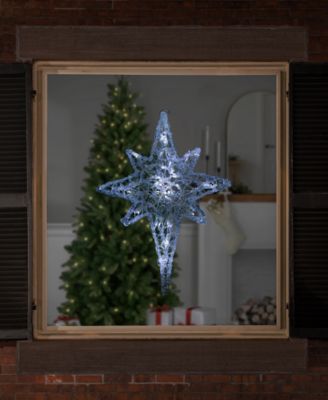 24" Pure White LED Twinkle Bethlehem Hanging Star