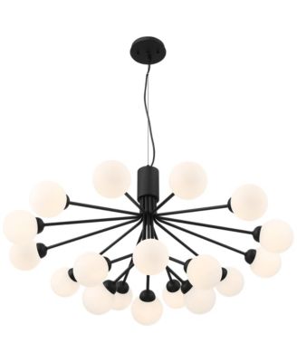 Davina Black Sputnik Chandelier 34 1/2" Wide Mid Century Modern LED White Shades 18-Light for Dining Room