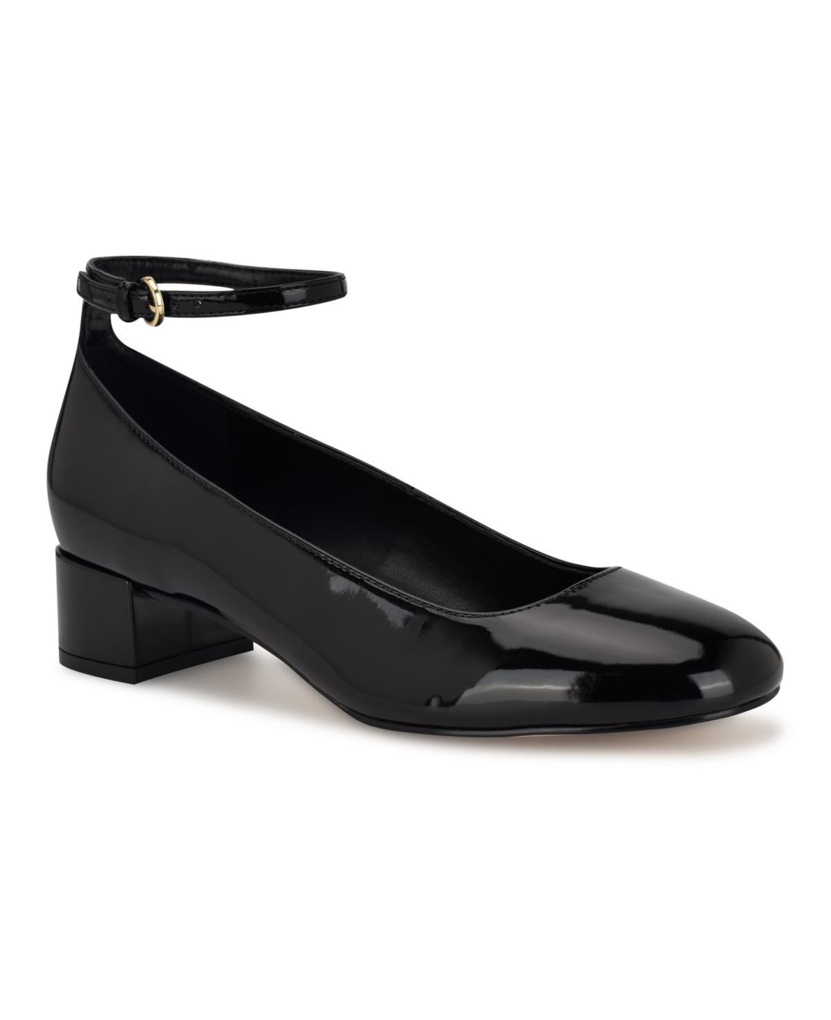 Nine West Women's Amaize Block Heel Ankle Strap Dress Pumps In Dark Red Patent