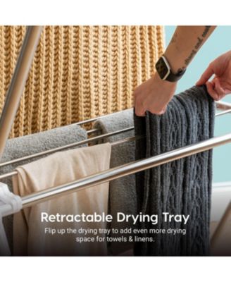 USA Foldable Clothes Drying Rack with Extendable Rods for Large Laundry Loads