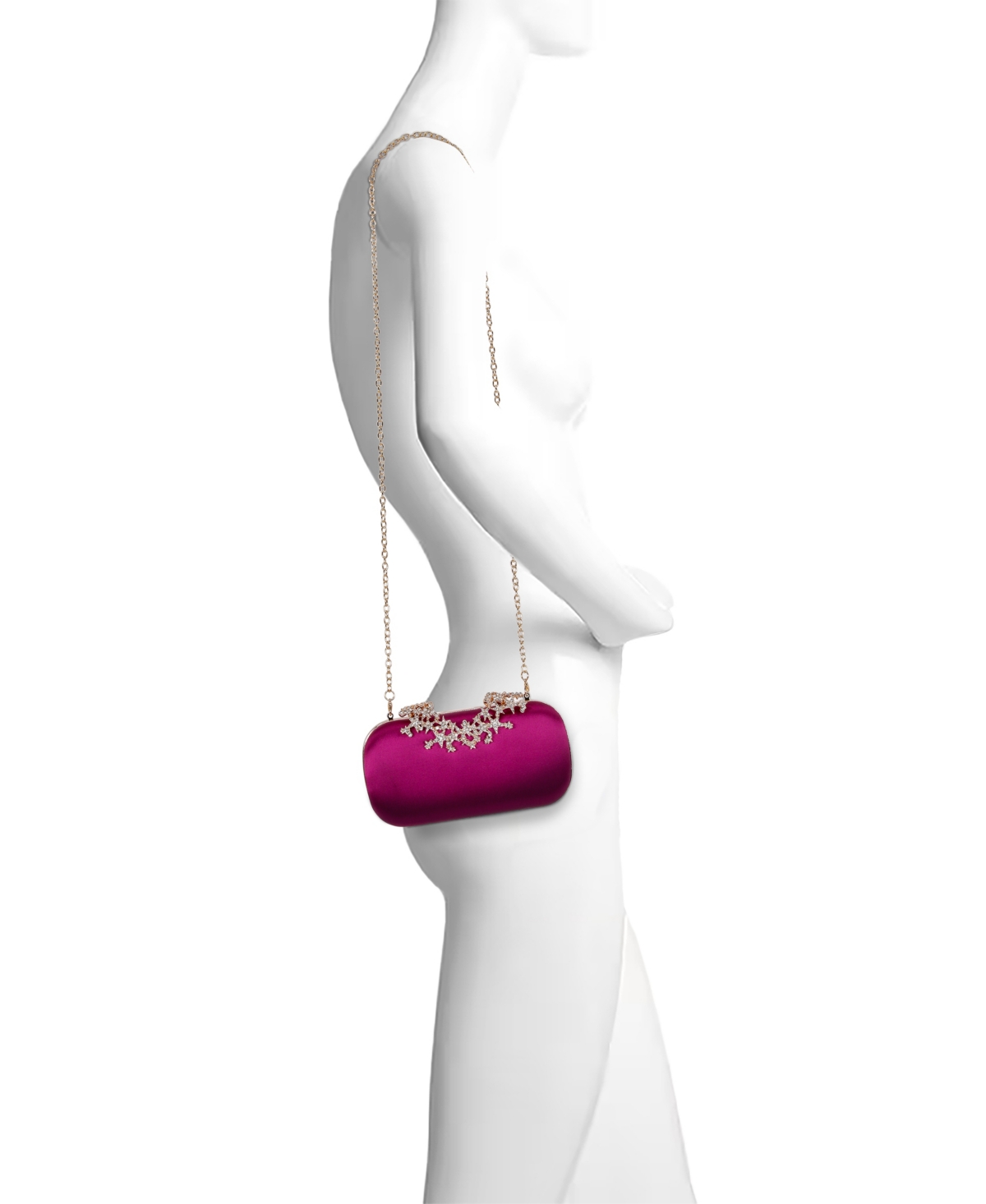 Jewel Badgley Mischka Woman's Lyra Satin Minaudiere with Decorative Starburst Pattern Clasp Handbag
