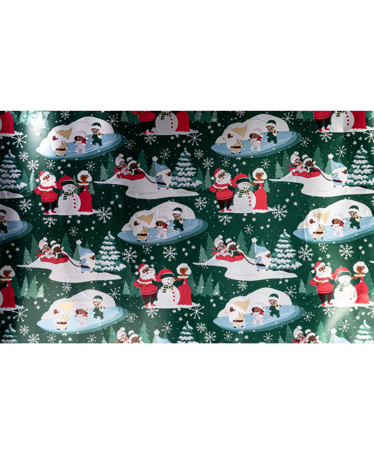 BLACK PAPER PARTY GREEN WINTER FUN FOIL GIFT WRAP 