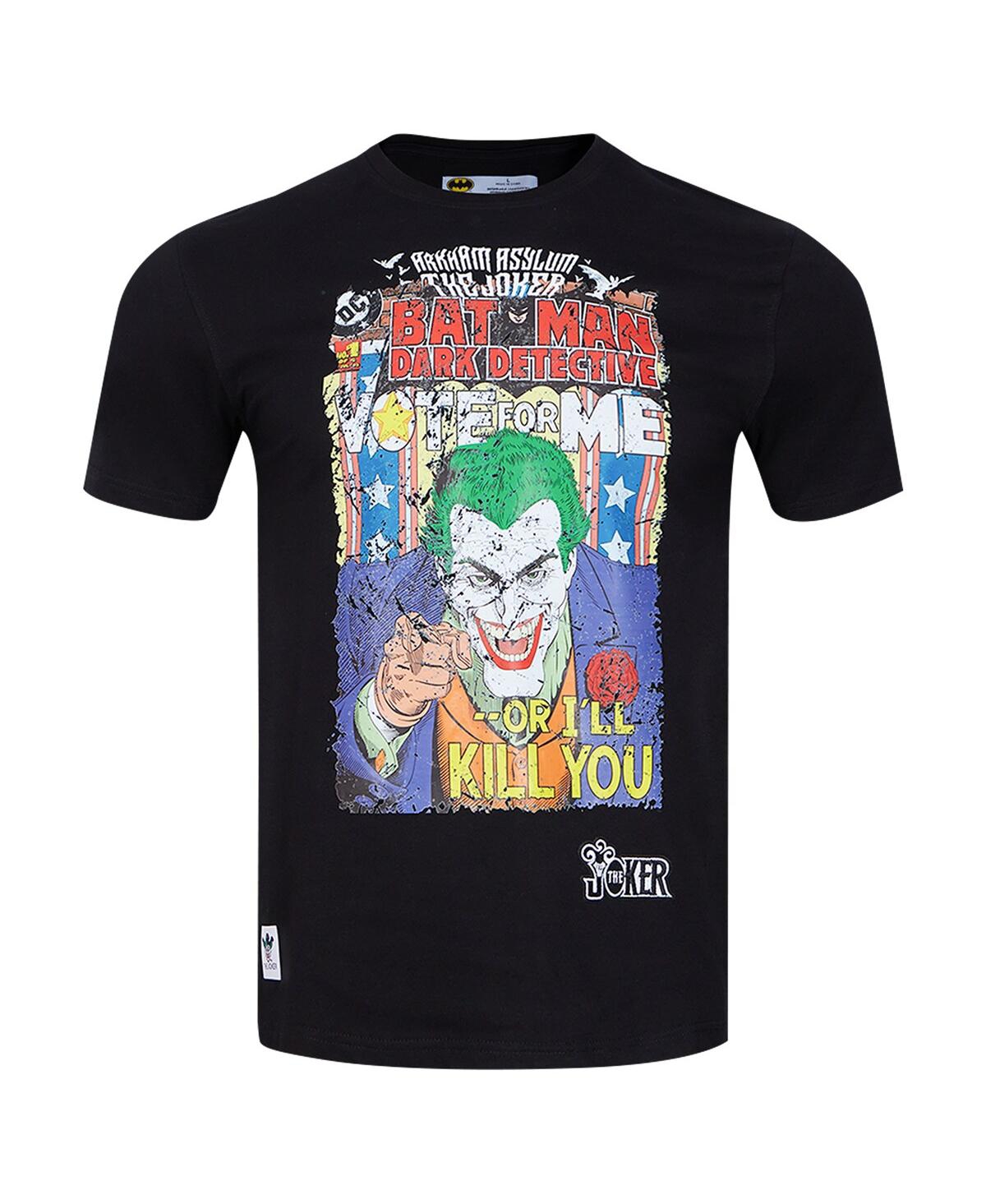 Freeze Max Men's The Joker Black Batman Comics Vote For Me T-shirt In Black