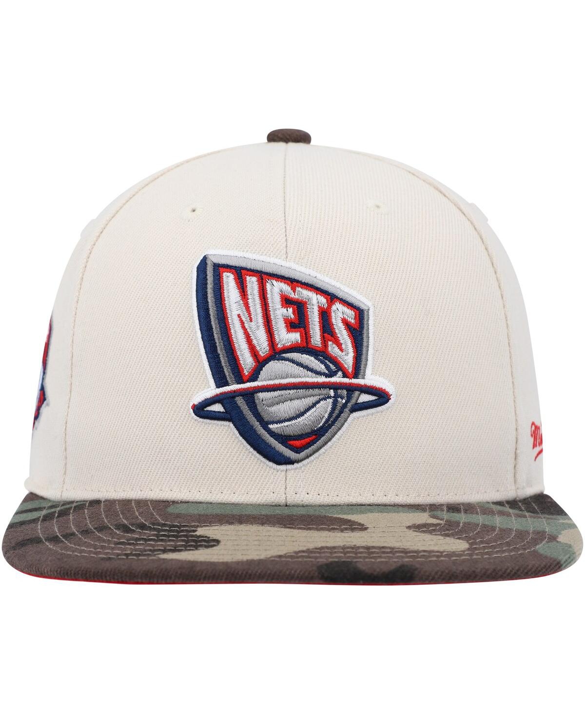 Mitchell & Ness Men's Cream/camo New Jersey Nets Hardwood Classics 35th Anniversary Off White Camo Fitted Hat In Camo