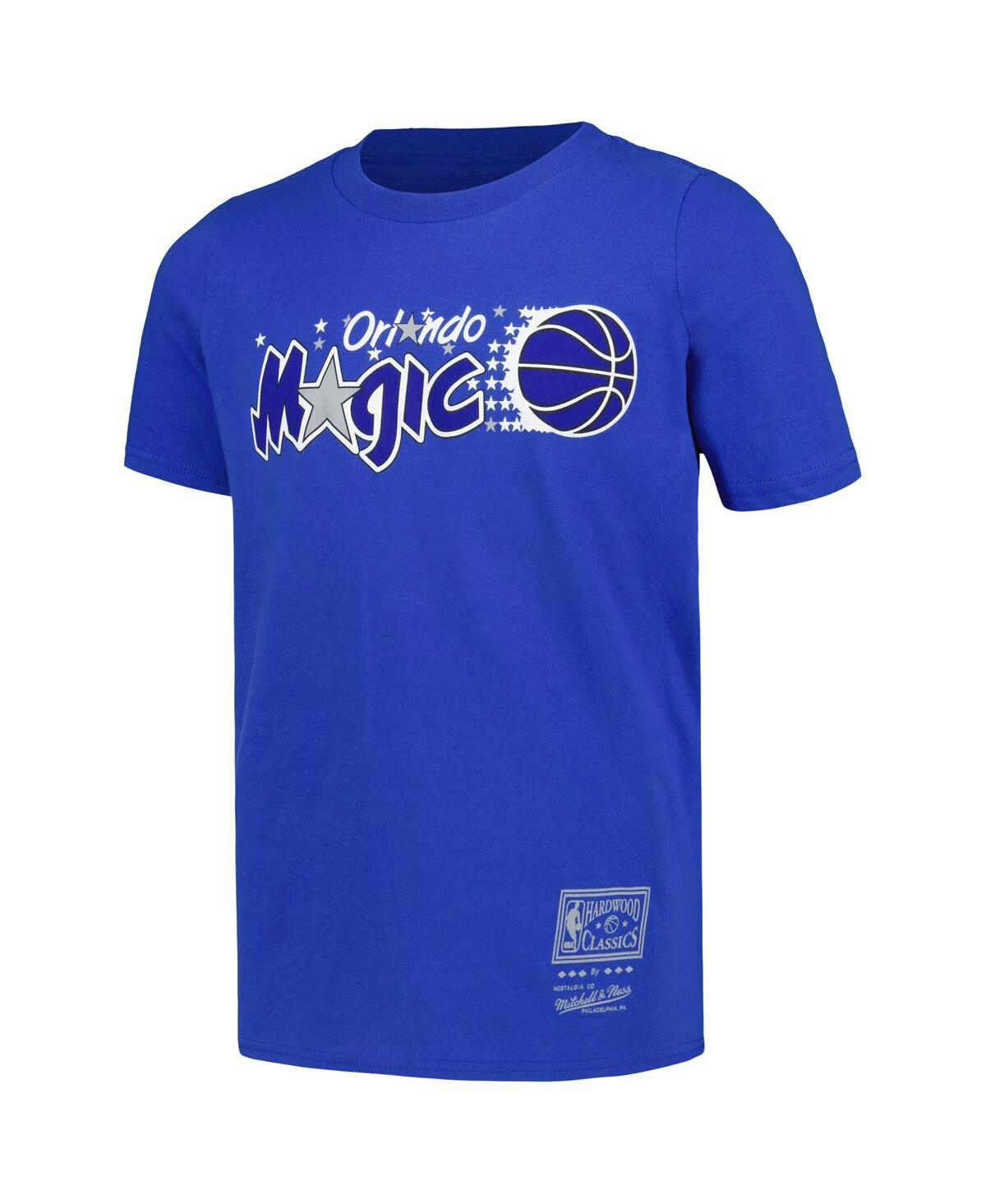 Mitchell & Ness Big Boys And Girls Blue Orlando Magic Hardwood Classics Retro Logo T-shirt In Blue