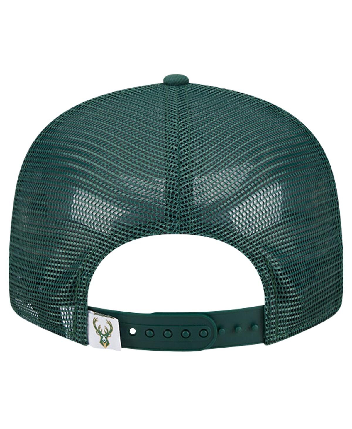 New Era Men's Hunter Green Milwaukee Bucks Evergreen Meshback 9fifty Snapback Hat In Hunter Green