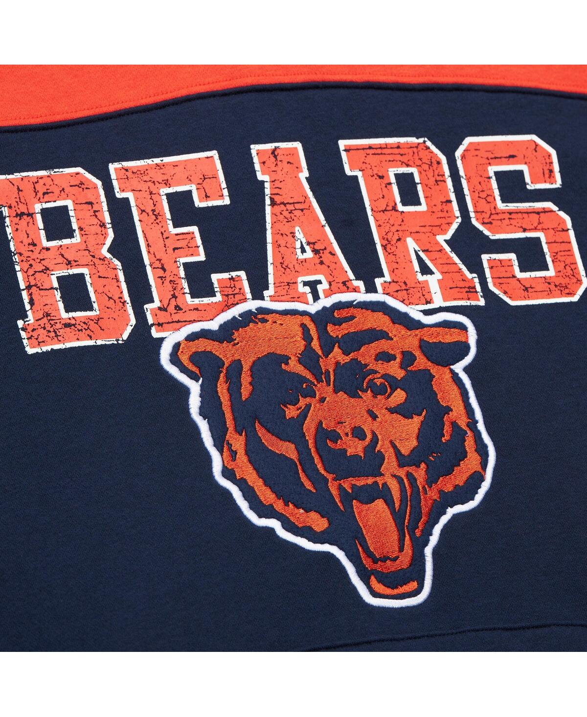 Mitchell & Ness Men's Navy Chicago Bears Off Field Vintage-like Logo Short Sleeve Pullover Hoodie In Navy