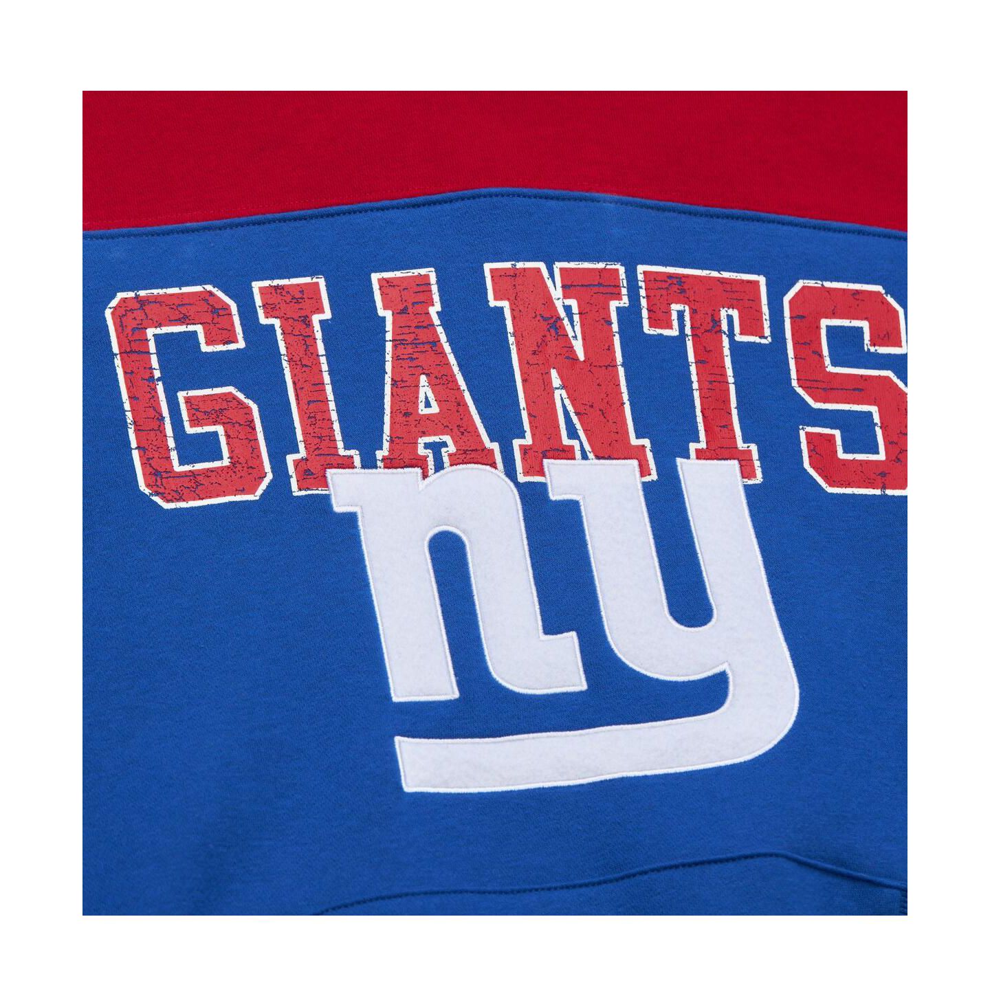 Мужское худи Mitchell & Ness Royal New York Giants Off Field vintage-like Logo Short Sleeve Pullover — фото 4