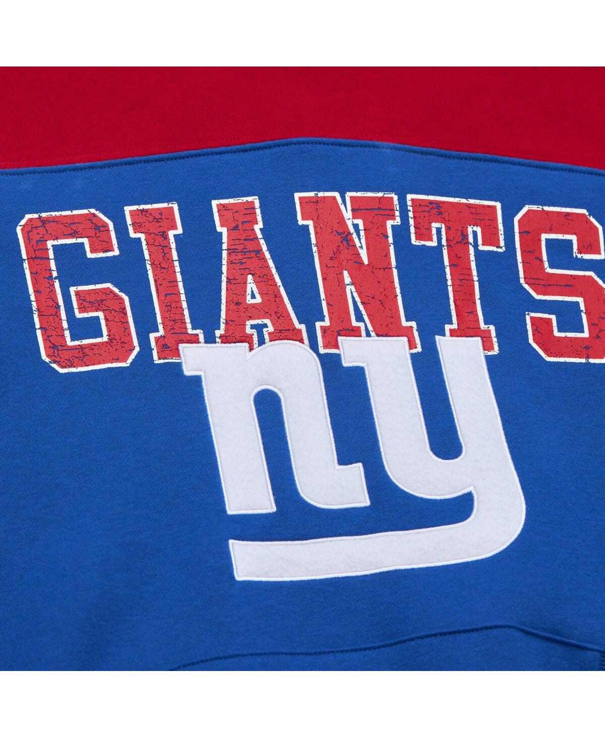Mitchell & Ness Men's Royal New York Giants Off Field Vintage-like Logo Short Sleeve Pullover Hoodie In Royal