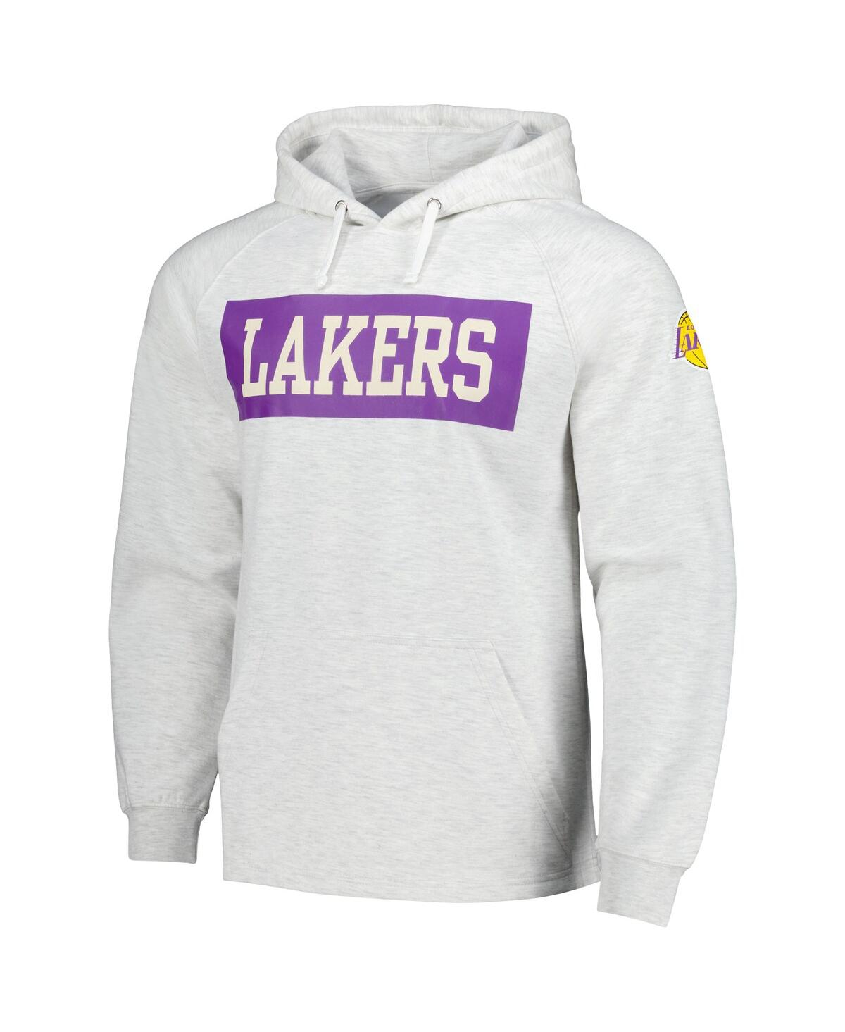 Fanatics Men's Ash Los Angeles Lakers Soft Hand Raglan Tri-blend Pullover Hoodie In Ash,purple