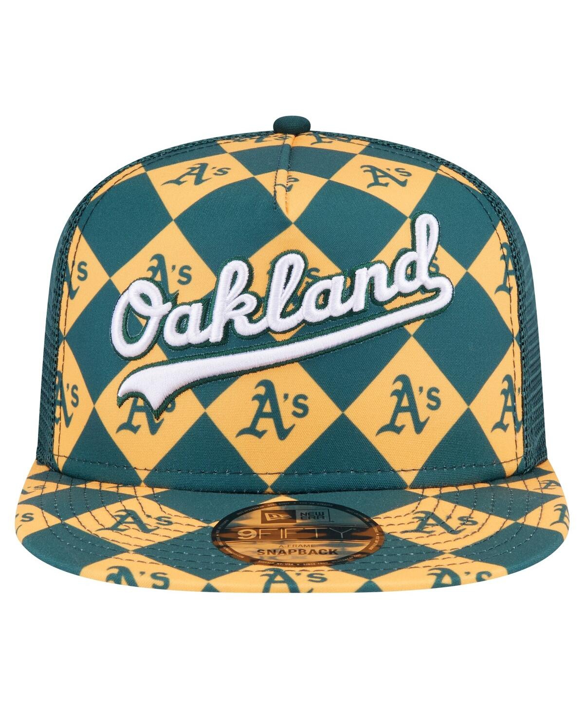 New Era Men's Green Oakland Athletics Seeing Diamonds A-frame Trucker 9fifty Snapback Hat In Green