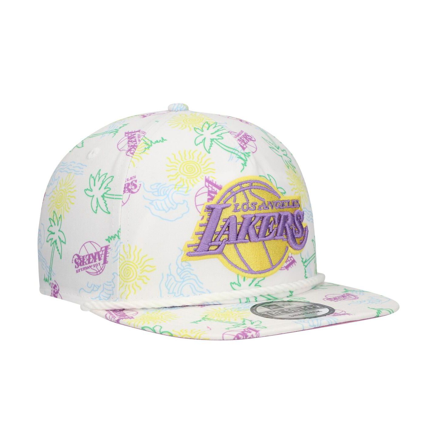 Мужская кепка New Era White Los Angeles Lakers Palm Trees and Waves Golfer Adjustable Hat — фото 3