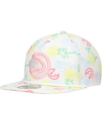 Men's White Atlanta Hawks Palm Trees and Waves Golfer Adjustable Hat