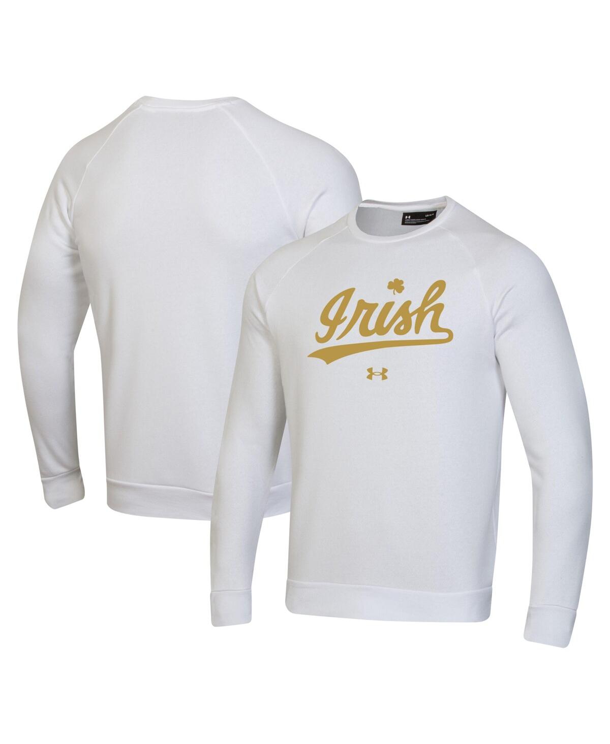 Men's White Notre Dame Fighting Irish Rival Gold Rush Raglan Pullover Sweatshirt - White