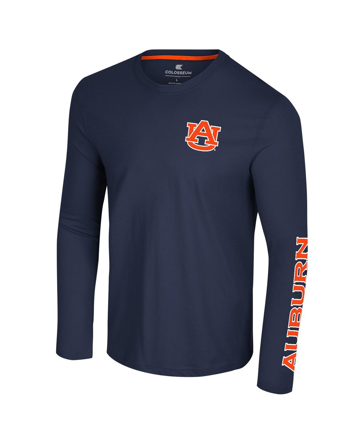 Colosseum Men's Navy Auburn Tigers Logo Lockup 3-hit Active Blend Long Sleeve T-shirt In Navy