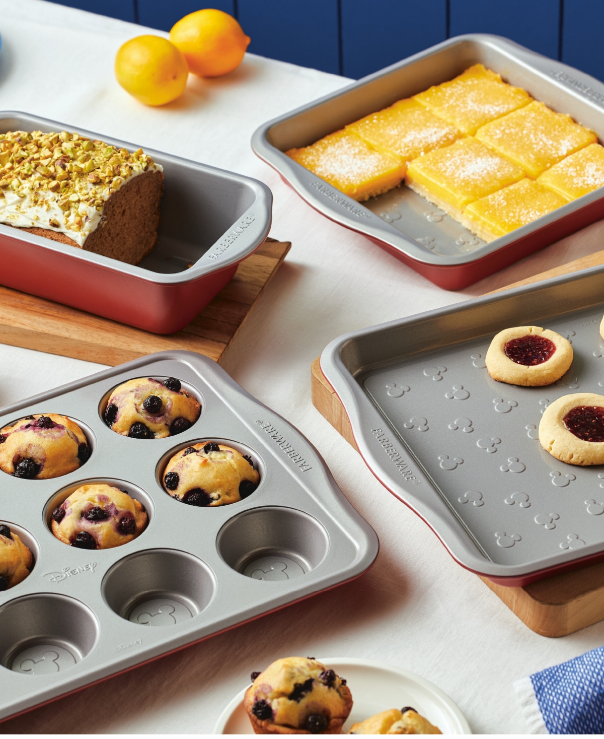 Farberware Bake With Mickey Mouse 4-piece Nonstick Bakeware Set In Red
