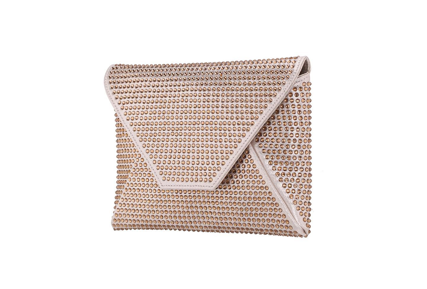 Женский клатч Nina Crystal Encrusted Square Envelope Clutch, цвет: Золотой — фото 2
