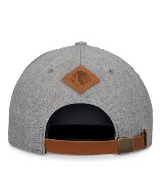 Men's Heather Gray Chicago Blackhawks Elements A-Frame Leather Strapback Hat