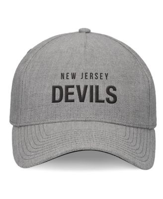 Men's Heather Gray New Jersey Devils Elements A-Frame Leather Strapback Hat