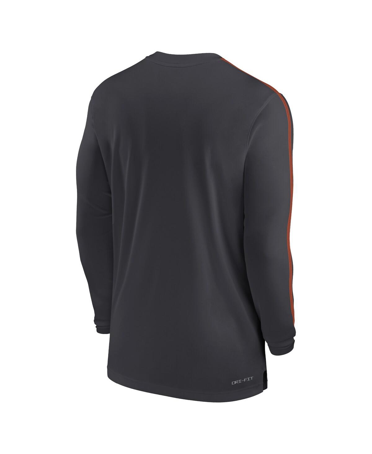 Nike Men'sClemson Tigers 2024 Sideline Coach Uv Performance Long Sleeve T-Shirt - Anthracite, Orange