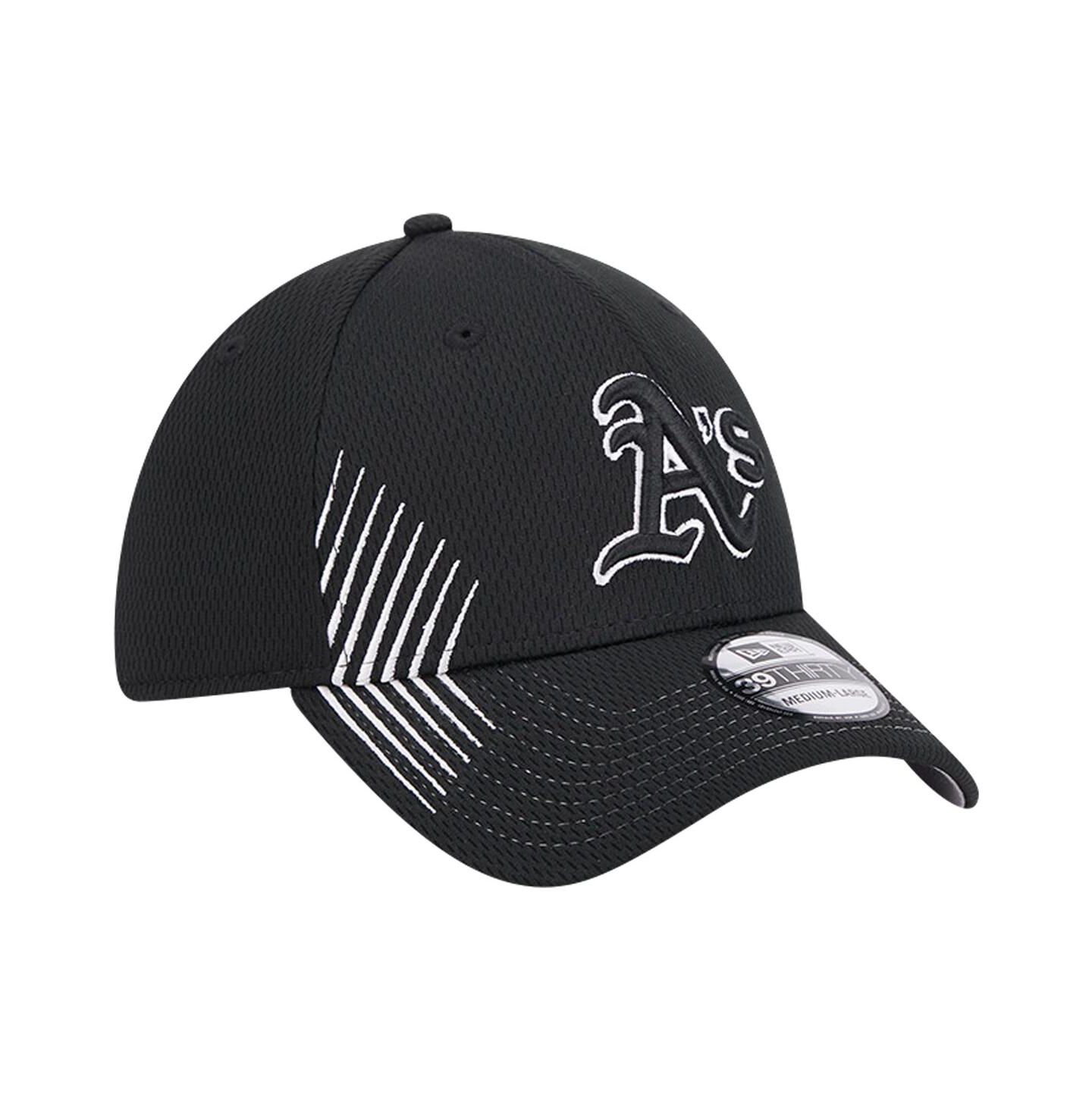 Мужская кепка New Era Black Oakland Athletics Active Dash Mark 39THIRTY Flex Hat — фото 2