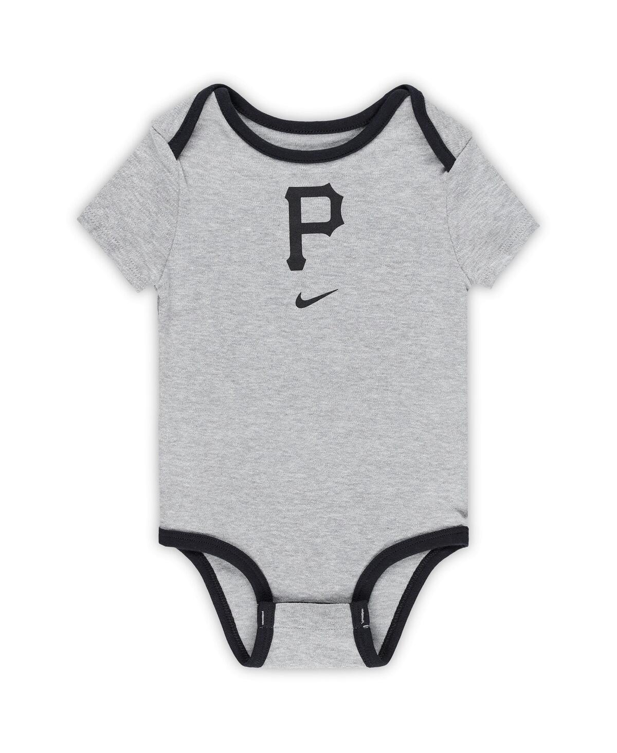 Nike Baby Boys And Girls Pittsburgh Pirates Authentic Collection Three-pack Bodysuit Set In Black,gray