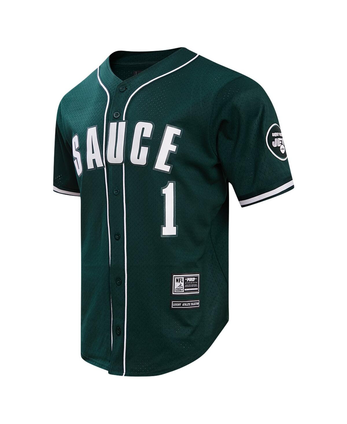 Pro Standard Ahmad Sauce Gardner Green New York Jets Mesh Baseball Button-up T-shirt In Green