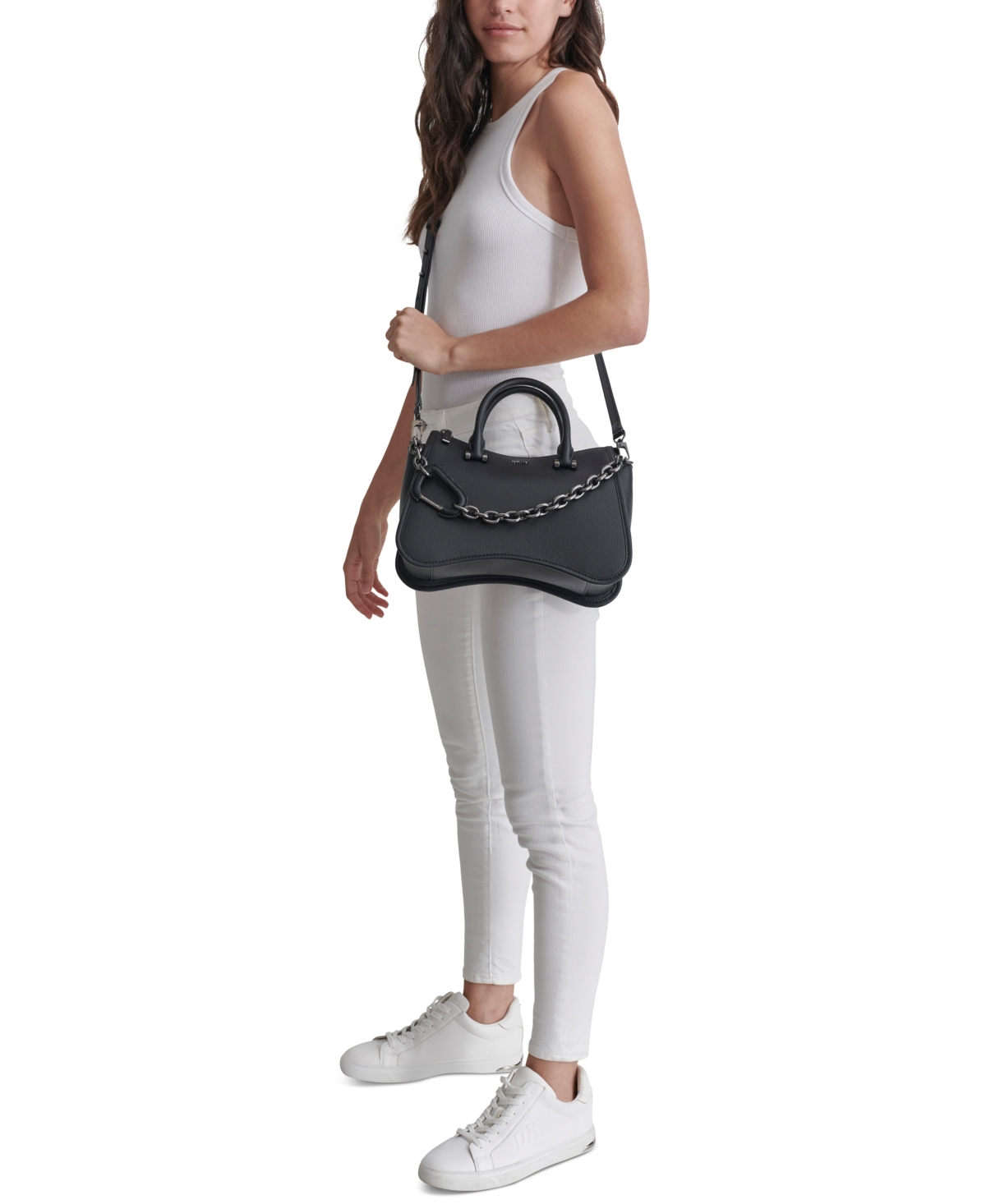 Dkny Adria Small Leather Satchel -gunmet