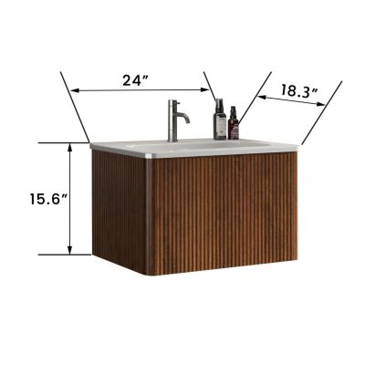  Etna 24" Striped Walnut Vanity with Ceramic Sink