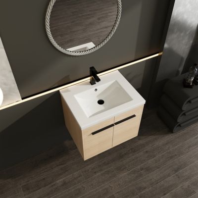 24" Oak Vanity with Resin Sink & Cabinet