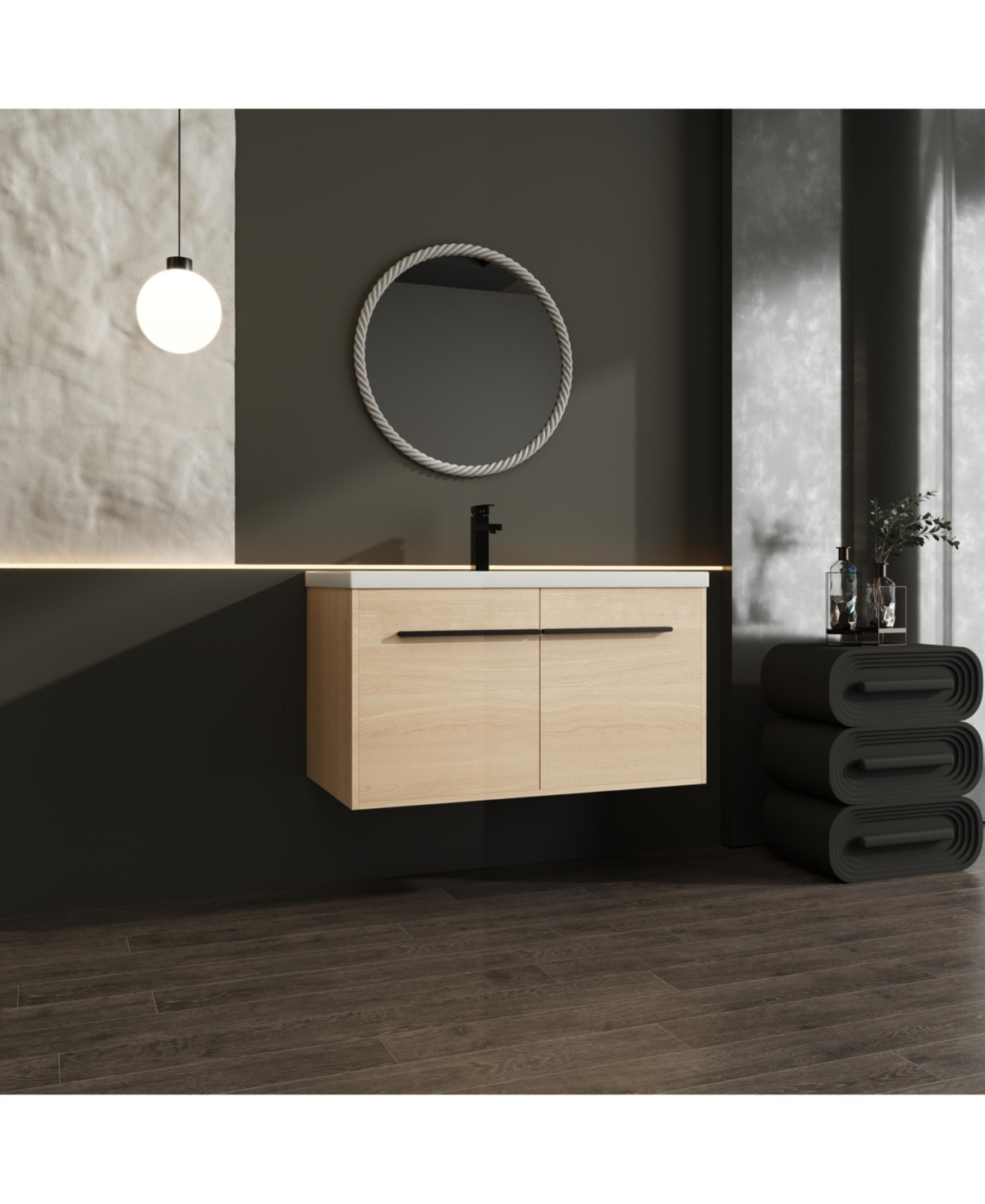 Streamdale Furniture 36" Oak Bathroom Vanity with Resin Countertop