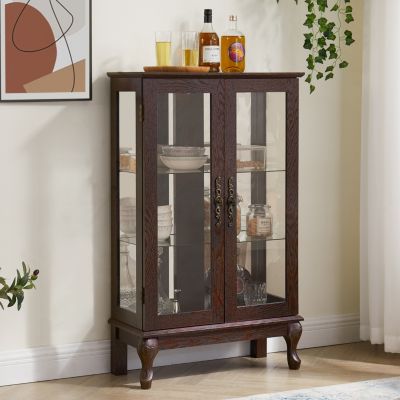 2-Door Curio Cabinet with Tempered Glass