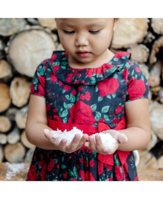 Baby Girls Short Sleeve Ruffle Collar Party Dress with Bow