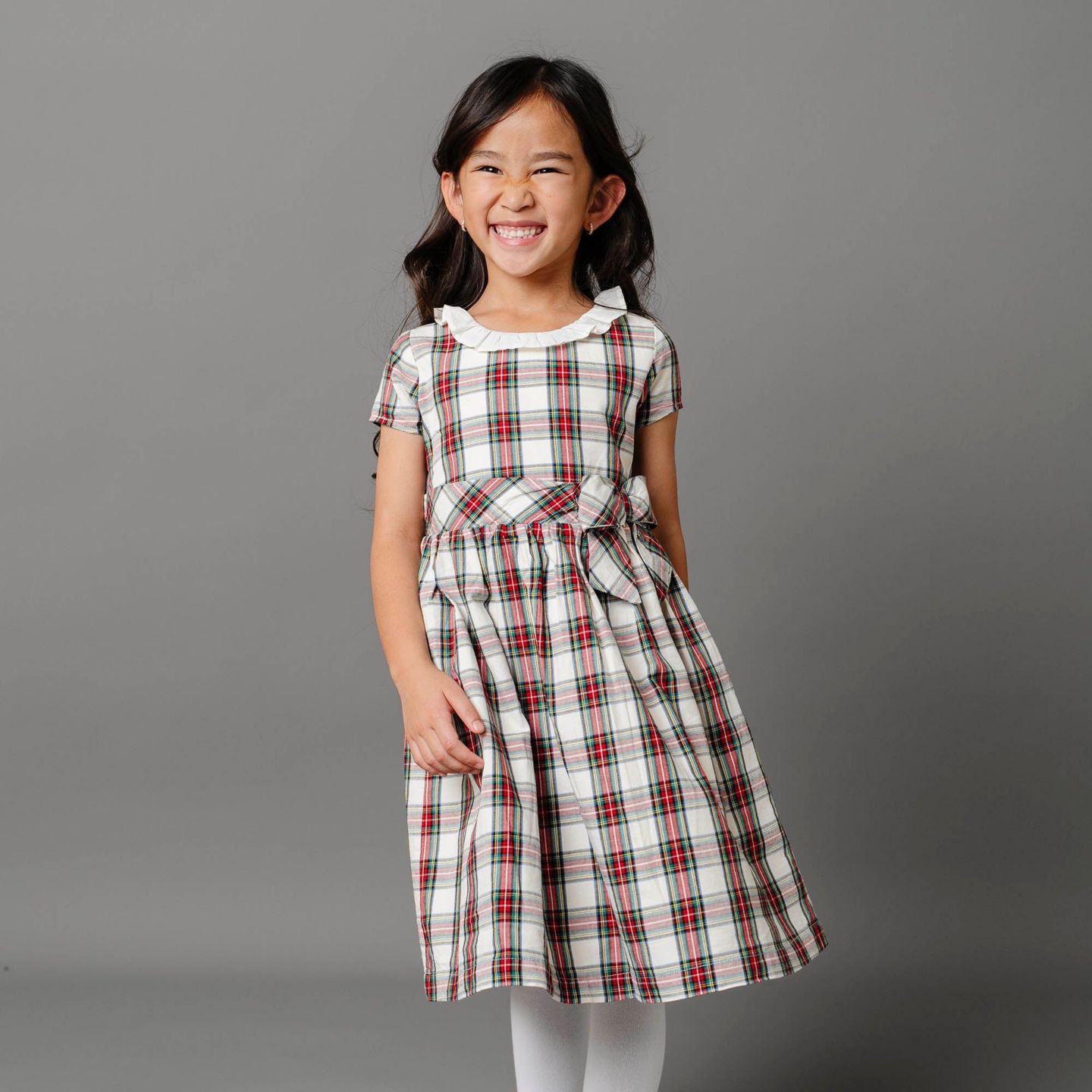 Платье Hope & Henry Short Sleeve Ruffle Collar Party Dress with Bow, Toddler Child для девочек, цвет: Слоновая кость — фото 5
