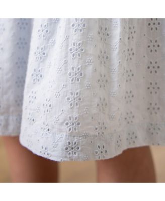 Little Girls Flutter Sleeve Tiered Eyelet Dress