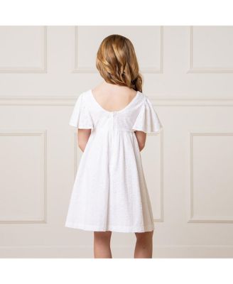 Girls' Flutter Sleeve Eyelet Empire Dress, Toddler