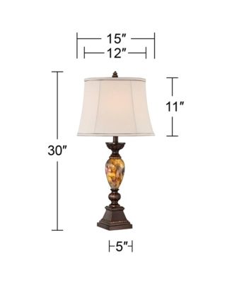 Mulholland Traditional Vintage like Table Lamp with Tabletop Dimmer 30" Tall Bronze Golden Marbleized Off White Shade for Living Room Bedroom House Bedside Nightstand Office Home - Kathy Ireland