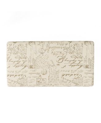 French Script Linen Storage Ottoman