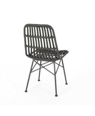 Sawtelle Modern Rattan And Metal Outdoor Dining Chair
