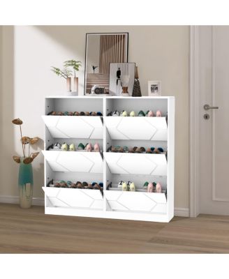 6-Tier Carved Shoe Cabinet for Entryway