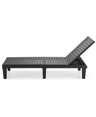 Patio Outdoor Chaise Lounge Chair Recliner w/ Adjustable Backrest Brown