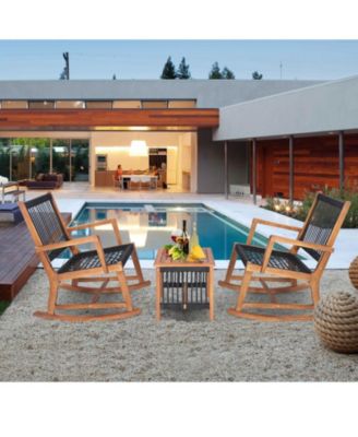 3 Pieces Acacia Wood Rocking Bistro Set