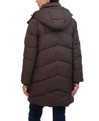 Women's 3/4 Cozy Lined Hooded Puffer Coat