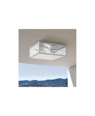 Titan 12" Wide Matte Silver Square Indoor-Outdoor Ceiling Light