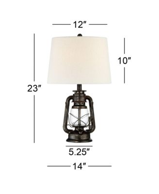 Murphy Industrial Rustic Accent Table Lamp 23" High Weathered Bronze with Table Top Dimmer Oatmeal Shade for Bedroom Living Room