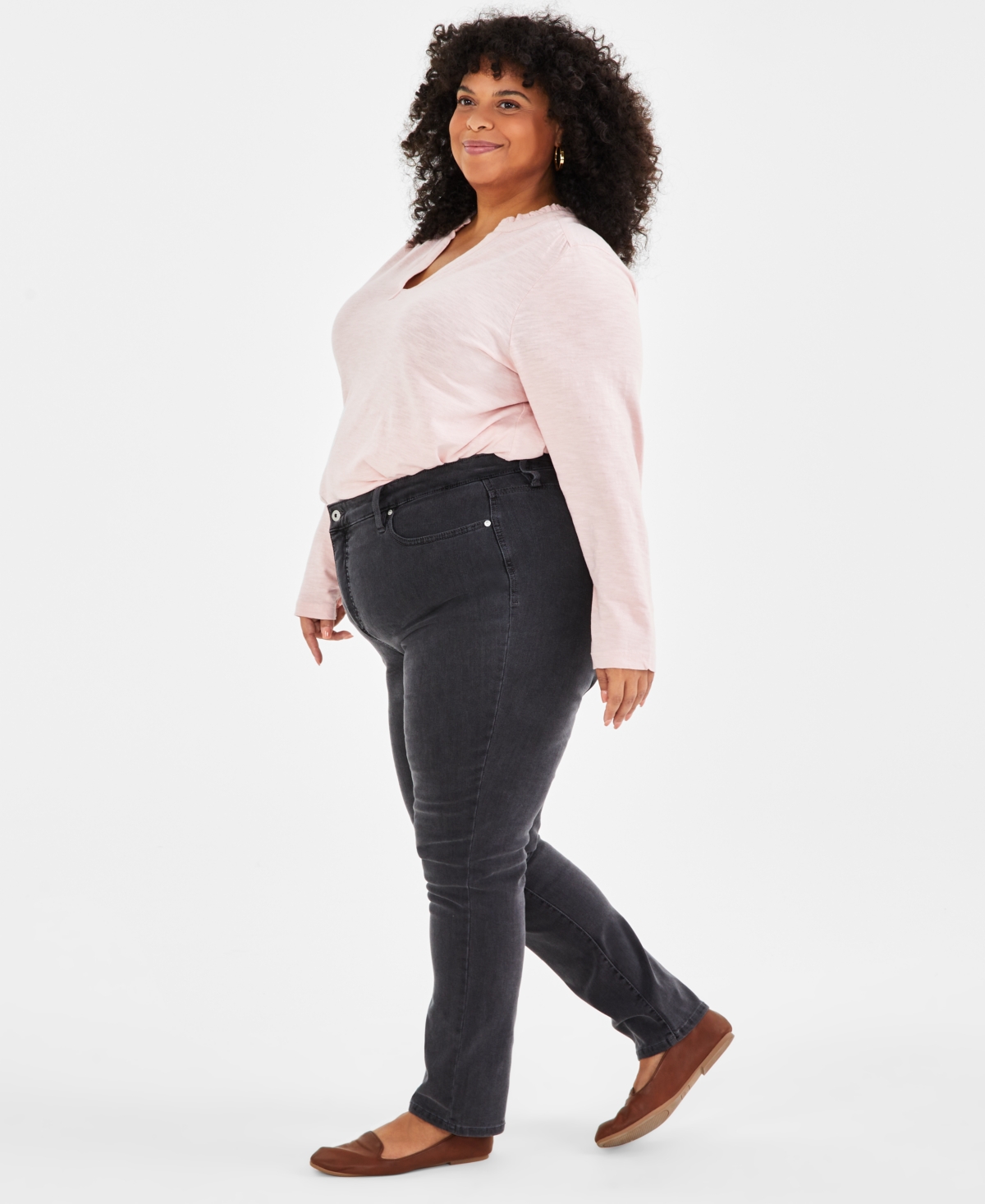 Style & Co Plus Size High-rise Straight-leg Jeans, Exclusively At Macy's In Multi