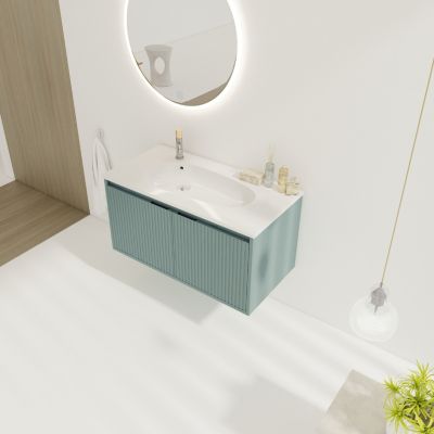 36" Floating Vanity with Drop-Shaped Resin Sink