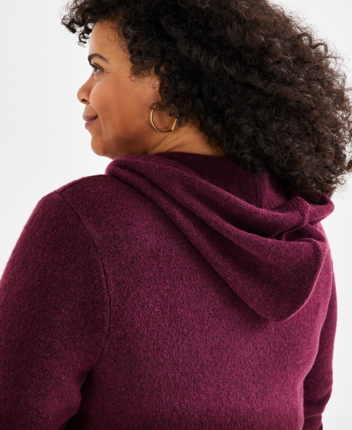 Style & Co Plus Size Solid Long-Sleeve Hoody Sweater, Created for Macy's